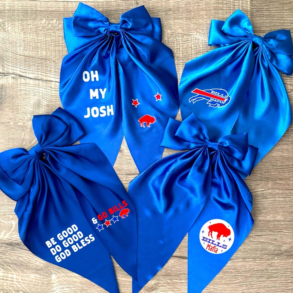 Blue Buffalo Bills Long Hair Bows Clips